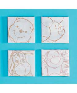 Unbranded Set of 4 Winnie The Pooh Sketches Wall Art