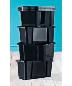 Unbranded Set Of 6 30 Litre Stack N; Nest Boxes - Black