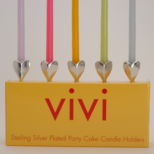 Set of Five Sterling Silver Plated Heart Candle