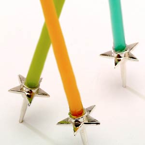 Set of Five Sterling Silver Plated Star Candle
