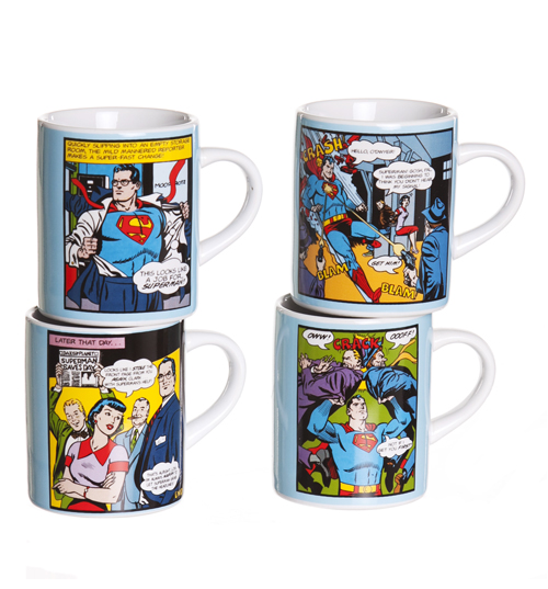 Unbranded Set Of Four Mini Superman Mugs