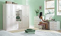 A range of ready assembled bedroom units in White