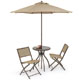 A compact table and 2 chair bistro set in steel and textilene.