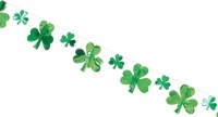 These strings of green shamrocks hang like bunting. They are great for any Irish themed event, not