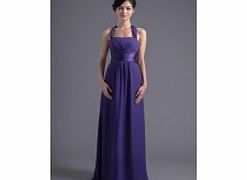 Unbranded Sheath Backless Halter Floor-length Chiffon Dress