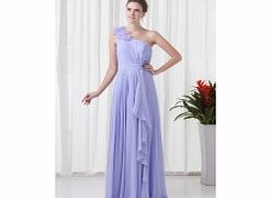 Unbranded Sheath One-shoulder Natural Waist Ruffles Pleat