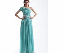 Unbranded Sheath Pleated One-shoulder Capped-sleeve