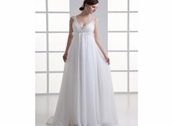 Unbranded Sheath Spaghetti Strap V-neck Beaded Empire