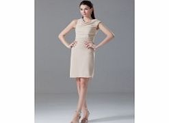 Unbranded Sheath V-neck Asymmetrical Pleat Chiffon Mini