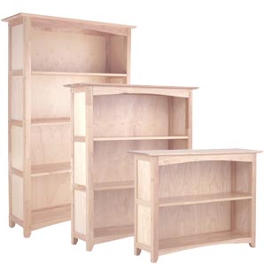  these light, natural rubberwood pelmet-topped bookcases. Rubberwood
