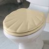 Moulded wood seat with shell shaped lid. Will fit all standard toilet pans.