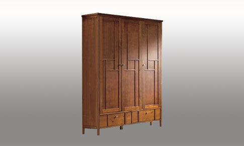 Unbranded Shingsu 3 Door 2 Drawer Wardrobe - Walnut