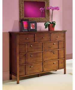 Unbranded Shingsu 6 Wide 3 Narrow Drawer Chest - Walnut