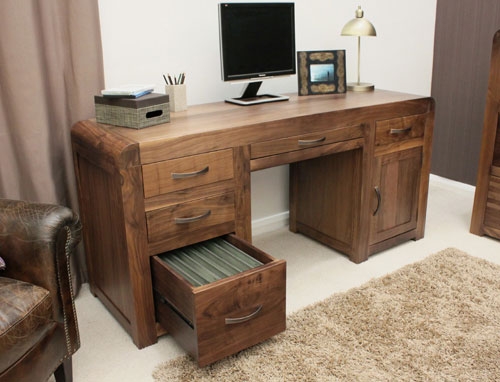 Unbranded Shiro Walnut Twin Pedestal Computer Desk