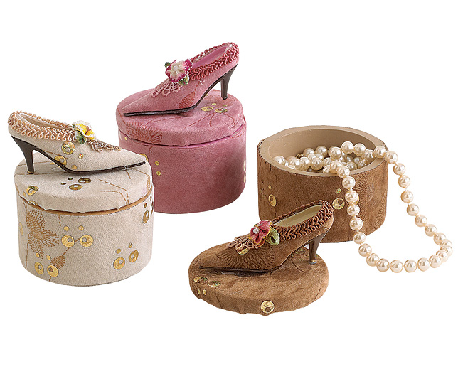 Shoe Trinket Box And Jewellery Mannequin. Glamorous gifts for her dressing table. Topped by a richly