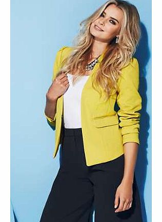 Show your colours in this fashionable and versatile textured jacket. Slimcut and semi fitted with notch detail collar, gathered shoulders, two mock pockets, small back vent and single hook and bar fastening.Short Jacket Features: Dry Clean 65% Polyes