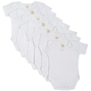 Unbranded Short Sleeve Bodysuit, White, Pack of 7, 18-24 Months