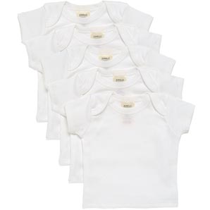 Short Sleeve Vest, White, Pack of 5, 9-12 Months