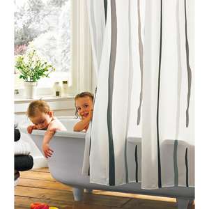 the rivulettes range of contemporary bathroom textiles. shower curtain machine washable. polyester.