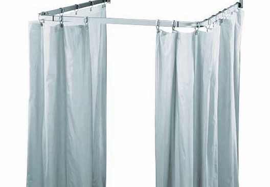 Unbranded Shower Frame and Curtain Set - Silver