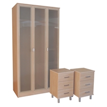Unbranded Sicily 3 Door Wardrobe   2 Bedside Chests, Maple