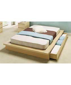 Oak effect frame. Includes 2 drawers with easy pull-out castors. Includes luxury firm mattress