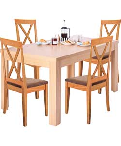Unbranded Sienna Oak Finish Dining Table and 4 Oak Chairs