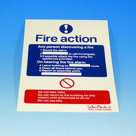 Unbranded Sign Fire Action 175 x 250mm Adhesive