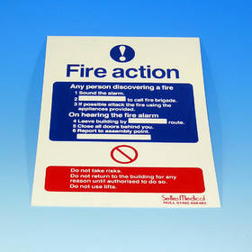 Unbranded Sign Fire Action 175 x 250mm Rigid