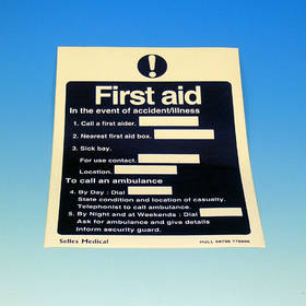 Unbranded Sign First Aid Action 175 x 250mm Adhesive
