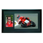 The shot on the left measures 6 x 4 inches and is signed by Mr. Capirossi.  The shot on the right