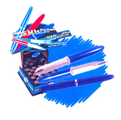 Double ended pens with ball-point at one end and a bright LED torch at the other. Both end covers