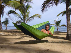 The silk traveller hammock is hardwearing sturdy but small and lightweight. Not just used for travel
