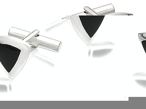 Unbranded Silver-And-Onyx-Triangular-Cufflinks-014605