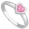 Silver and pink CZ heart ring