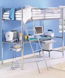 Silver/Glass High Sleeper with Firm Mattress