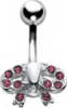 Silver Jewelled Bow Navel Bar