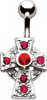 Silver Jewelled Cross Navel Bar