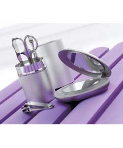 Mirror compact with light switch on reverse. Silve