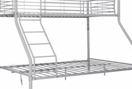 This Metal Triple Bunk Bed Frame is perfect when you have two children of different ages sharing a bedroom. This stylish silver metal set of bunk beds comes with 2 Airsprung Elliott open coil