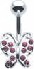 Silver Multi Jewelled Butterfly Navel Bar