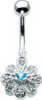 Silver Multi Jewelled Daisy Navel Bar