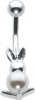Silver Pearl Bunny Navel Bar