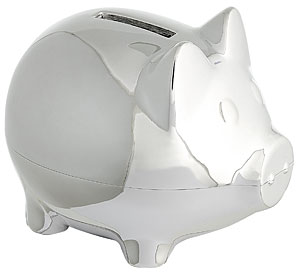 Silver-Plated Pig Money Bank
