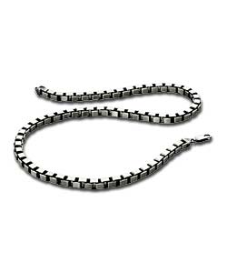 Silver Solid Oxidised Box Chain 20in