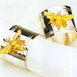 Silvered Bee Napkin Ring Set