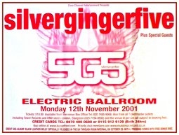 Unbranded SILVERGINGERFIVE Electric Ballroom 12th November 2001 Music Poster