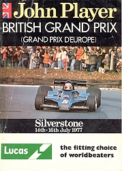 The official timing book for the 1977 British Grand Prix at Silverstone