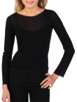 Sheer top in a simple design with a wide neckline,