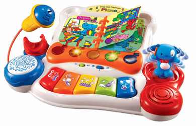 Bright chunky musical keyboard with two modes of play teaching colours, aniamls and instruments. Inc